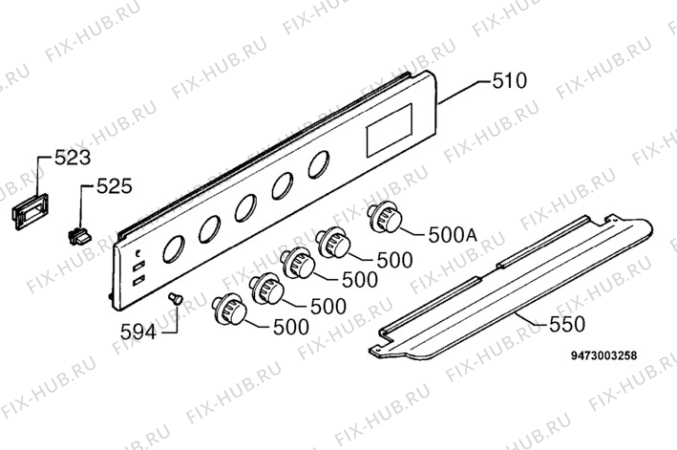 Взрыв-схема плиты (духовки) Zanussi ZCG6650TW - Схема узла Command panel 037